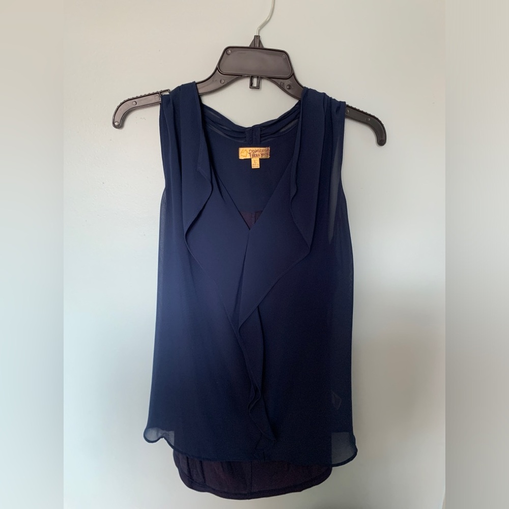 Princess Vera Wang blouse Size Large Navy Blue